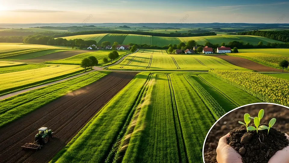 pngtree-vast-agricultural-landscape-with-a-tractor-working-in-tilled-fields-lush-image_20774930